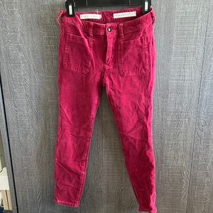 Anthropologie Skinny high rise cords in fuchsia